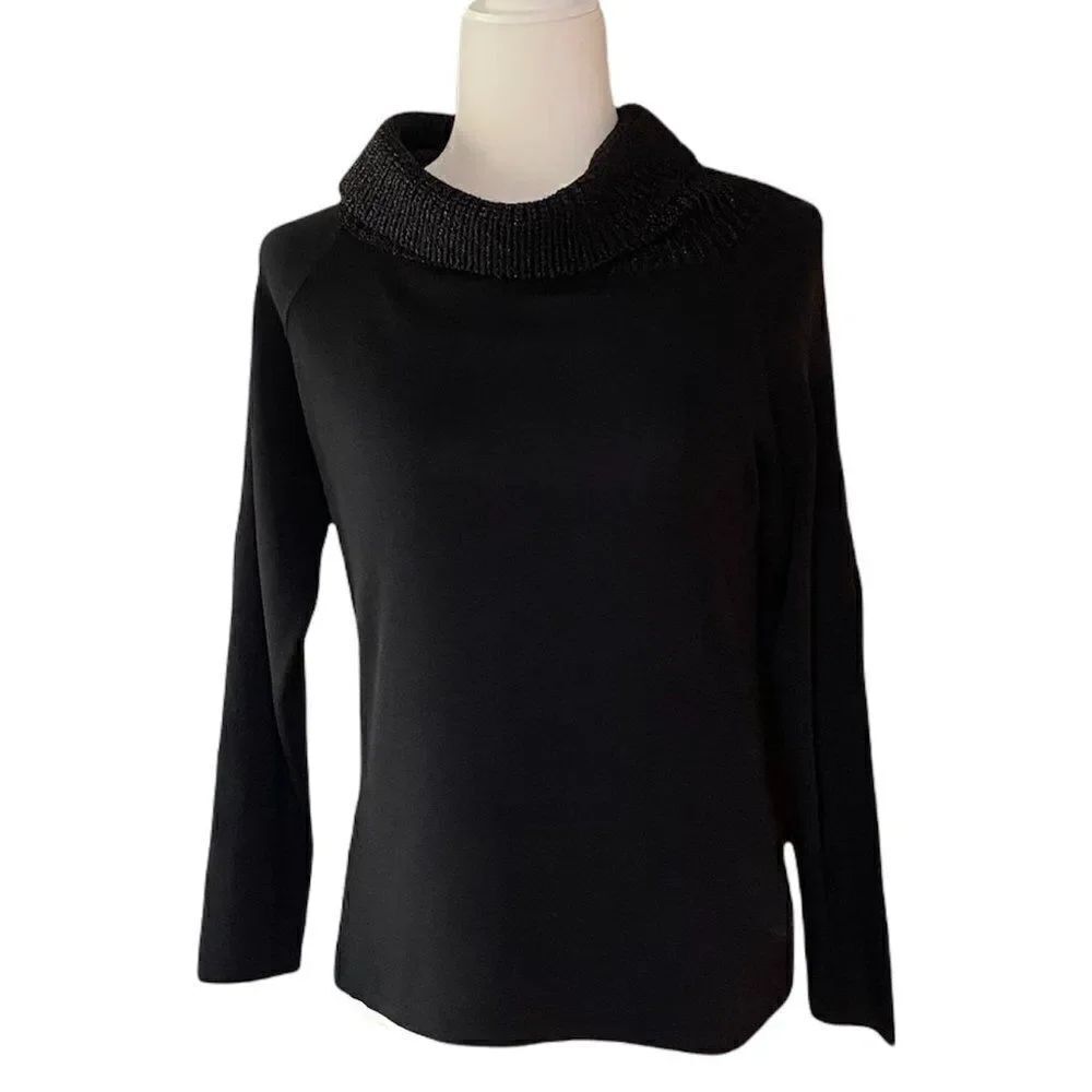 Pink Poodle Black Cowl Neck Dressy Sweater SZ M
